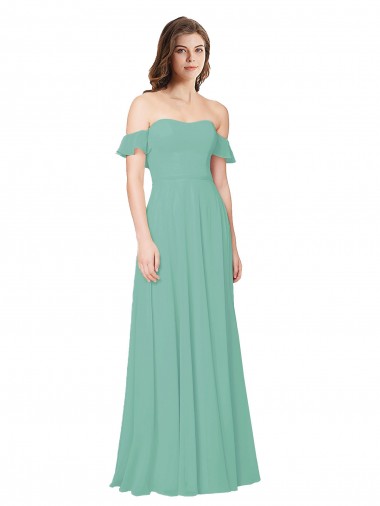Open Back Jade A-Line Off the Shoulder Long Bridesmaid Dress Bolton