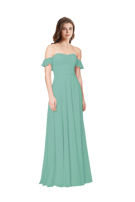 Open Back Jade A-Line Off the Shoulder Long Bridesmaid Dress Bolton