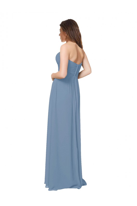 Low Back Dusty Blue A-Line Sweetheart Long Bridesmaid Dress / Evening Gowns Bolton