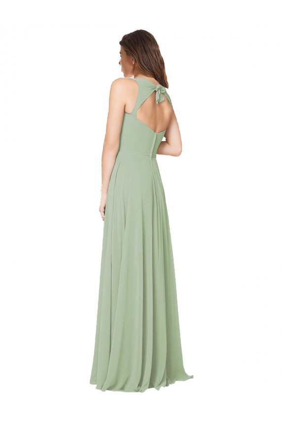 Open Back Smoke Green A-Line Sweetheart Long Formal Dress / Bridesmaid Dress Bolton