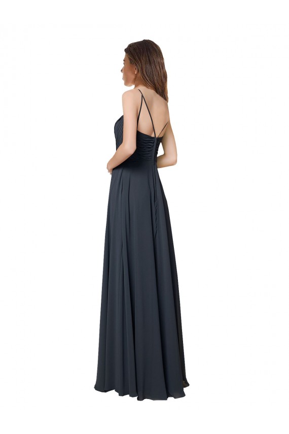 Open Back Watermelon A-Line V-Neck Long Bridesmaid Dress Bolton