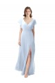 Open Back Light Sky Blue A-Line V-Neck Long Bridesmaid Dress / Formal Dress Bolton