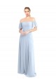 V-Back Light Sky Blue A-Line Square Neck Long Formal Dress / Bridesmaid Dress Bolton