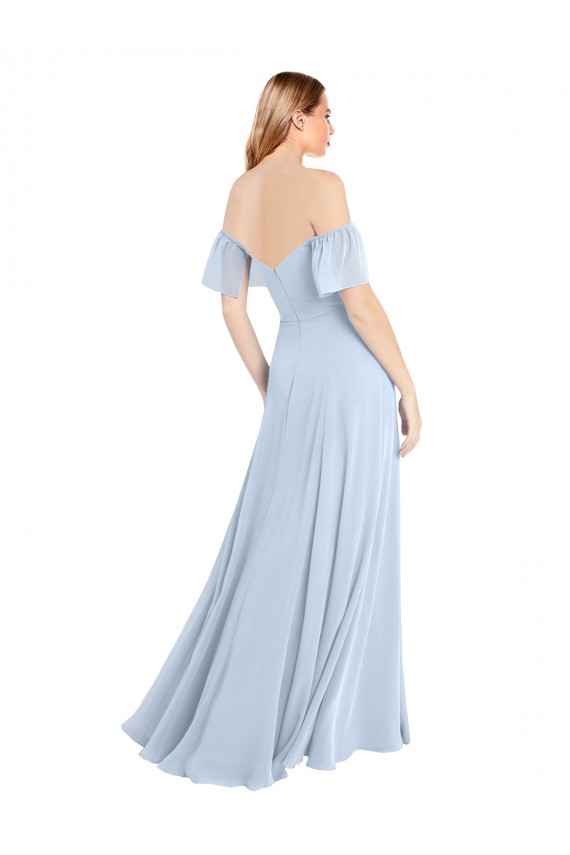V-Back Light Sky Blue A-Line Square Neck Long Formal Dress / Bridesmaid Dress Bolton