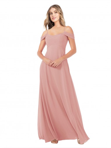 Bliss Pink A-Line Scoop Neck Long Bridal Party Dress Bolton