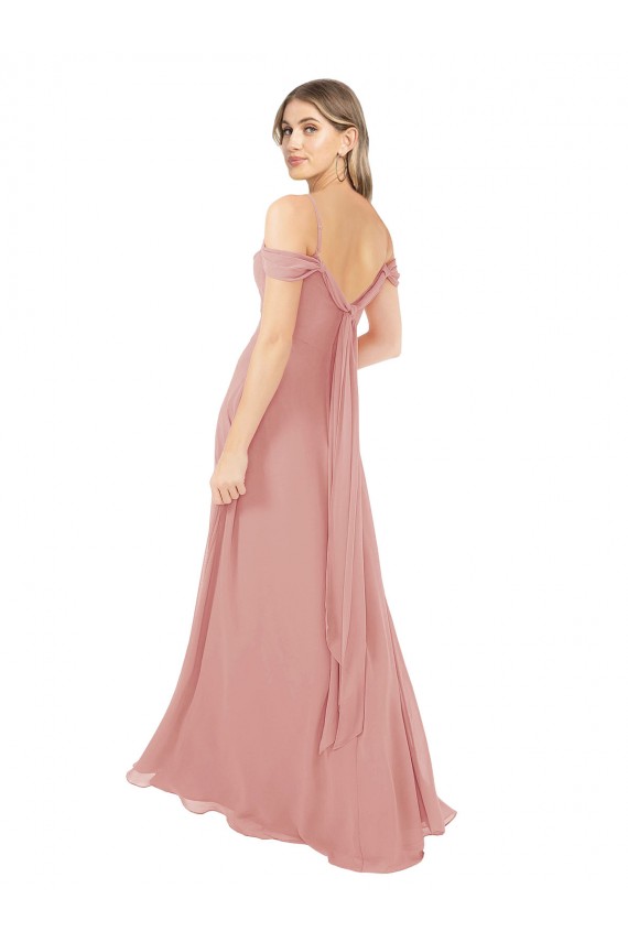 Bliss Pink A-Line Scoop Neck Long Bridal Party Dress Bolton