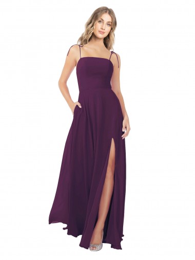 Keyhole Back Grape A-Line Strapless Long Bridesmaid Dress Bolton