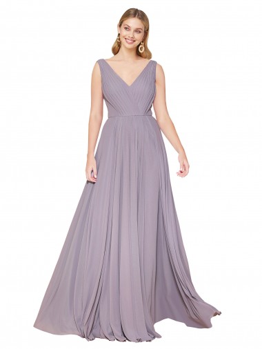 V-Back Dusty Rose A-Line High Neck Long Formal Evening Gown / Prom Dress / Bridesmaid Dress Bolton