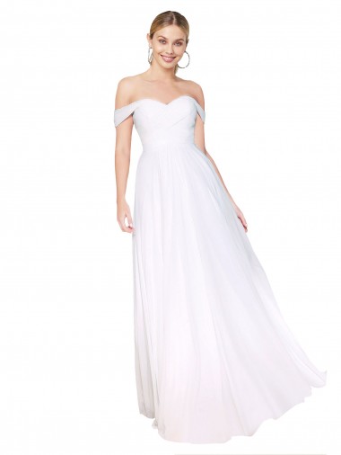 White A-Line High Neck Long Formal Evening Gown / Prom Dress / Bridesmaid Dress Bolton