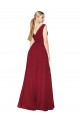 V-Back Burgundy A-Line High Neck Long Black Tie Evening Gown / Prom Dress / Bridesmaid Dress Bolton