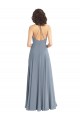 V-Back Dusty Blue A-Line Cowl Neck Long Bridesmaid Dress Bolton