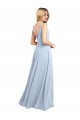 V-Back Light Sky Blue A-Line Cowl Neck Long Bridesmaid Dress / Evening Gowns Bolton