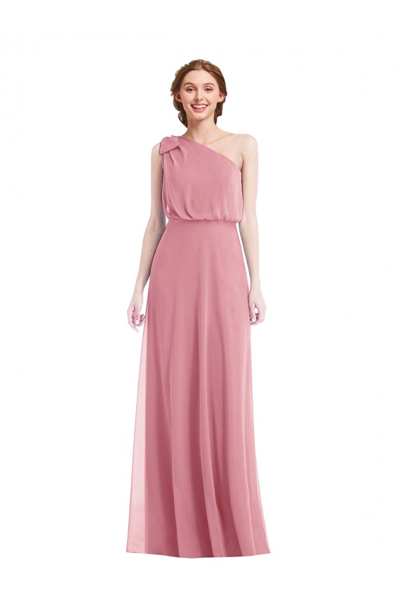 Skin Pink A-Line One Shoulder Long Semi Formal Evening Dress / Bridesmaid Dress Bolton