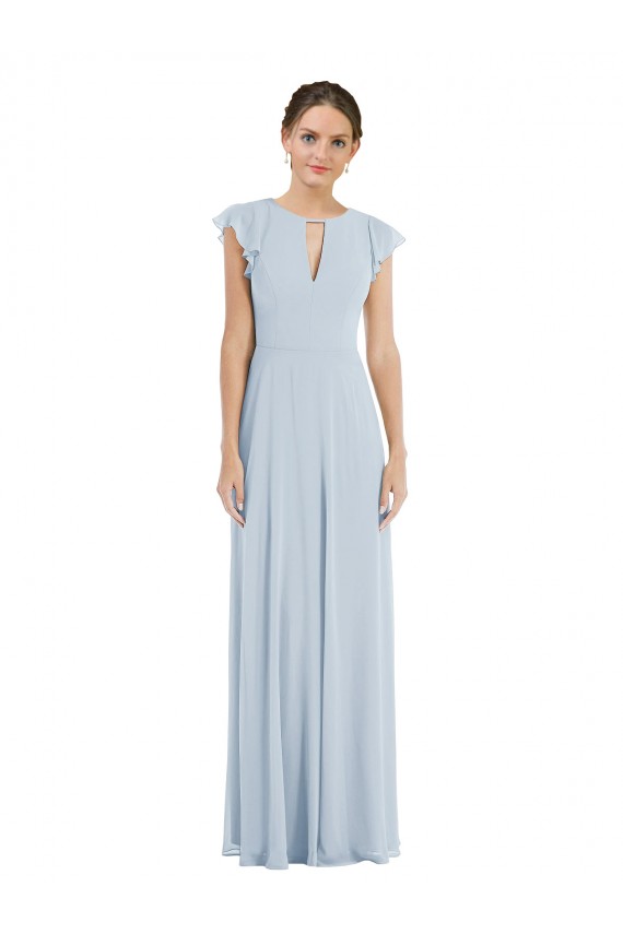 V-Back Sea Glass A-Line Bateau Neck Long Formal Evening Gown / Bridesmaid Dress Bolton
