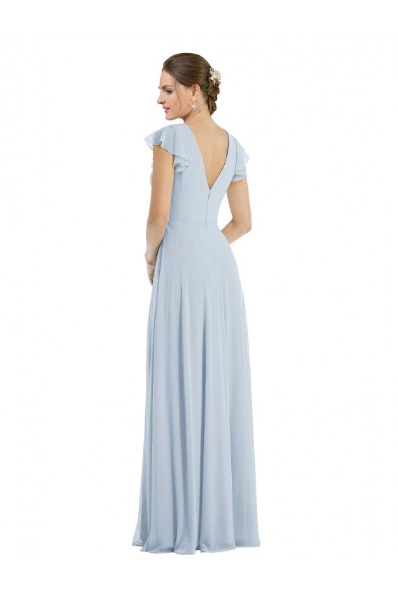 V-Back Sea Glass A-Line Bateau Neck Long Formal Evening Gown / Bridesmaid Dress Bolton