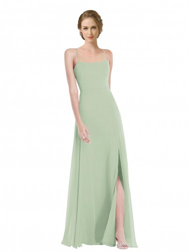 Open Back Sage A-Line Scoop Neck Long Semi Formal Evening Dress / Bridesmaid Dress Bolton