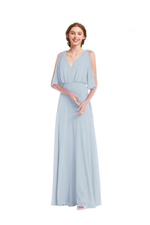 Sea Glass A-Line V-Neck Long Evening Gown / Bridesmaid Dress Bolton
