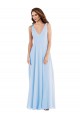 Light Sky Blue A-Line V-Neck Long Semi Formal Evening Dress / Bridesmaid Dress Bolton