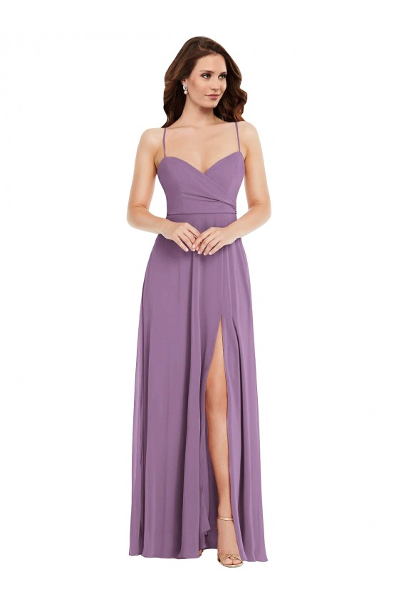 Low Back Dark Lavender A-Line Sweetheart Long Bridesmaid Dress / Formal Dress Bolton