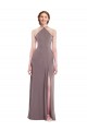 Low Back Dusty Rose A-Line Halter Neck Long Formal Evening Gown / Bridesmaid Dress Bolton
