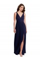 V-Back Dark Navy A-Line V-Neck Long Black Tie Evening Gown / Bridesmaid Dress Bolton