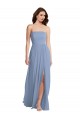 Dusty Blue A-Line Strapless Long Semi Formal Evening Dress / Bridesmaid Dress Bolton