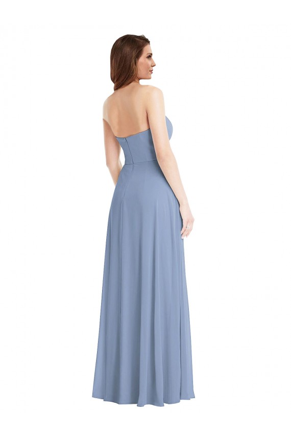 Dusty Blue A-Line Strapless Long Semi Formal Evening Dress / Bridesmaid Dress Bolton