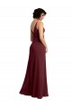 V-Back Burgundy Gold A-Line V-Neck Long Bridesmaid Dress / Formal Dress Bolton