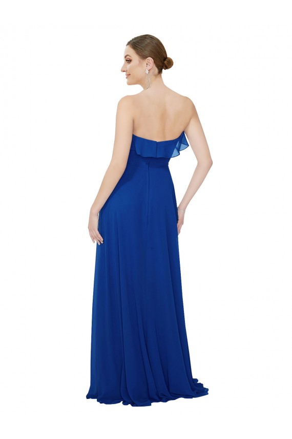 Royal Blue A-Line Strapless Long Bridesmaid Dress Bolton