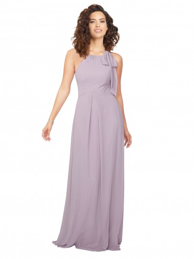 Keyhole Back Pink Glow A-Line Halter Neck Long Bridesmaid Dress / Evening Dress Bolton
