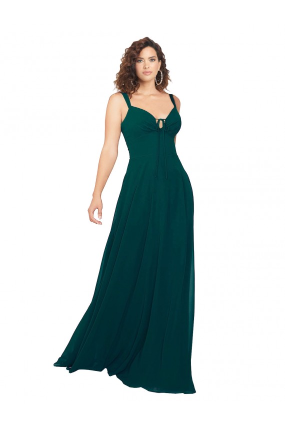 Low Back Hunter A-Line Sweetheart Long Bridesmaid Dress Bolton