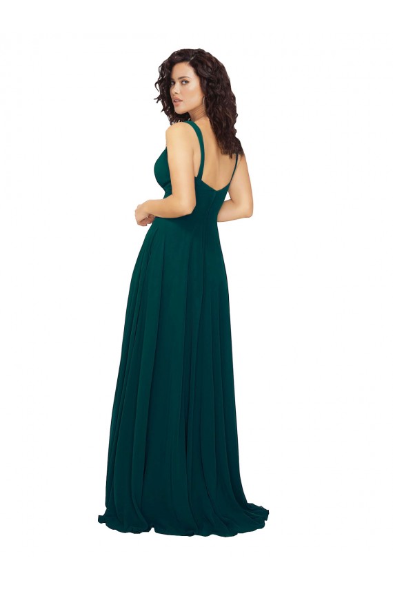 Low Back Hunter A-Line Sweetheart Long Bridesmaid Dress Bolton