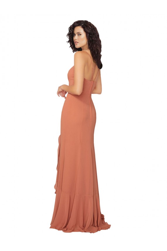 V-Back Rosewood A-Line Square Neck Long Bridesmaid Dress Bolton