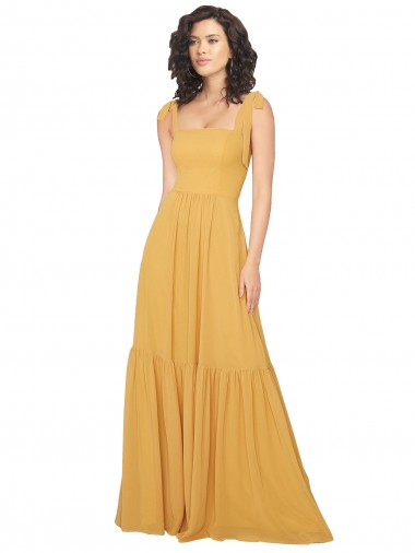 Saffron A-Line Square Neck Long Bridesmaid Dress Bolton