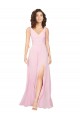 V-Back Barely Pink A-Line V-Neck Long Bridesmaid Dress Bolton