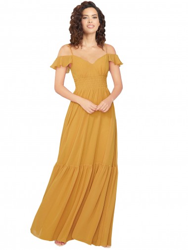 Keyhole Back Saffron A-Line Sweetheart Long Bridesmaid Dress Bolton