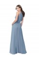 Dusty Blue A-Line High Neck Long Bridesmaid Formal Dress Bolton