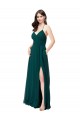 Open Back Hunter Green A-Line V-Neck Long Wedding Party Dress Bolton