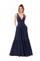 V-Back Dark Navy A-Line V-Neck Long Full Length Formal Dress / Bridesmaid Dress Bolton