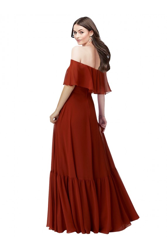 Red A-Line Off the Shoulder Long Bridesmaid Dress Bolton