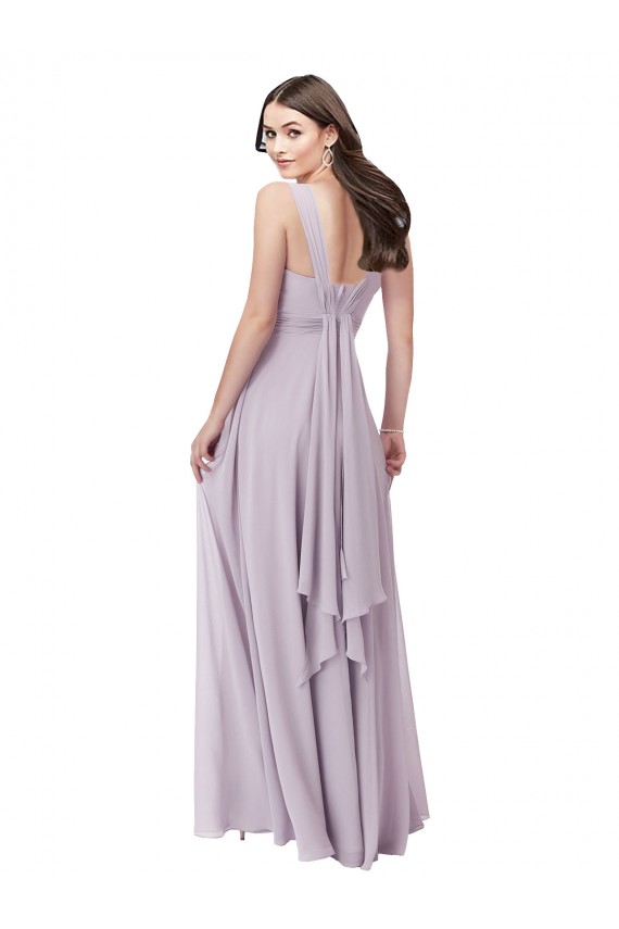 Low Back Pink Glow A-Line V-Neck Long Bridesmaid Dress Bolton