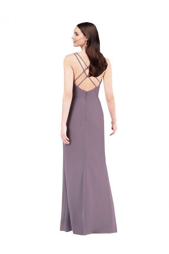 Open Back Dark Lavender Column Sweetheart Long Formal Evening Gown / Bridesmaid Dress Bolton