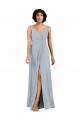 Low Back Sea Glass Column V-Neck Long Bridesmaid Dress Bolton
