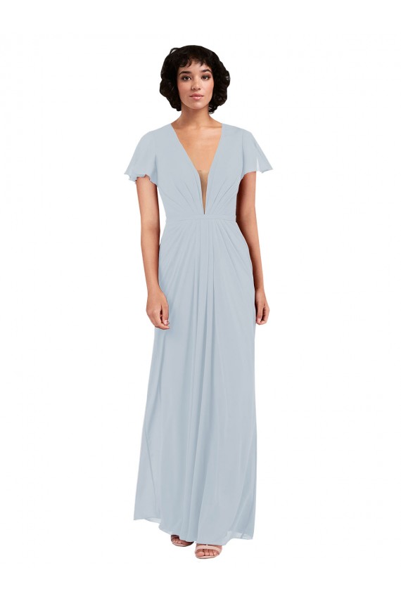 Sea Glass A-Line V-Neck Long Bridesmaid Dress / Formal Dress Bolton