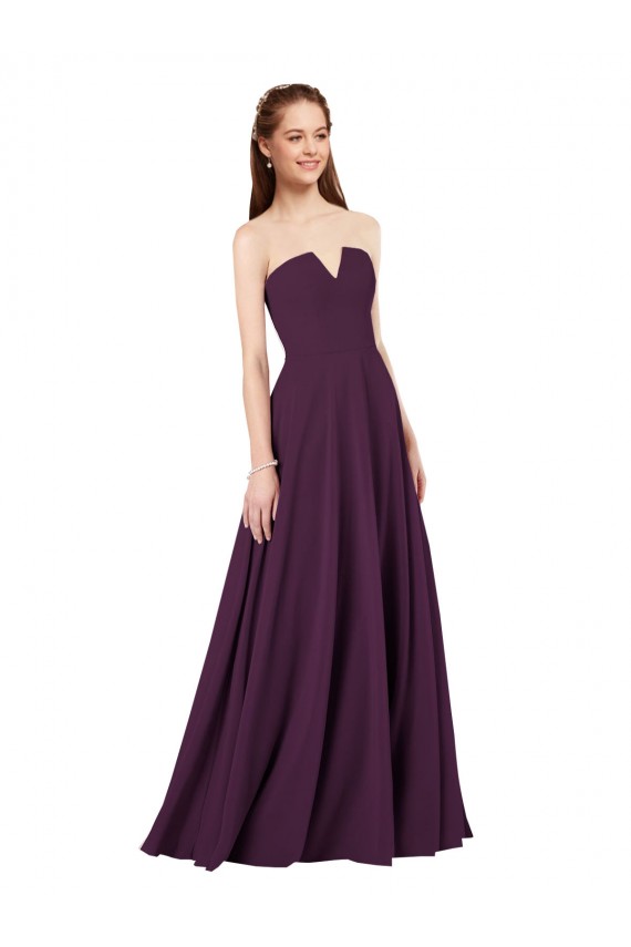 Low Back Grape A-Line Strapless Long Formal Dress / Bridesmaid Dress Bolton