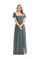 Slate Grey A-Line Square Neck Long Semi Formal Evening Dress / Bridesmaid Dress Bolton