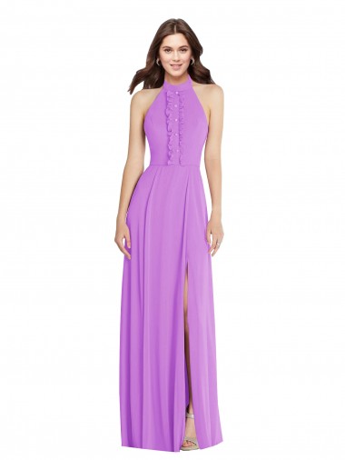 Open Back Violet A-Line Halter Neck Long Formal Evening Gown / Bridesmaid Dress Bolton