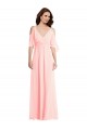 V-Back Pink A-Line V-Neck Long Semi Formal Evening Dress / Bridesmaid Dress Bolton