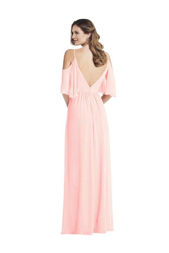 V-Back Pink A-Line V-Neck Long Semi Formal Evening Dress / Bridesmaid Dress Bolton