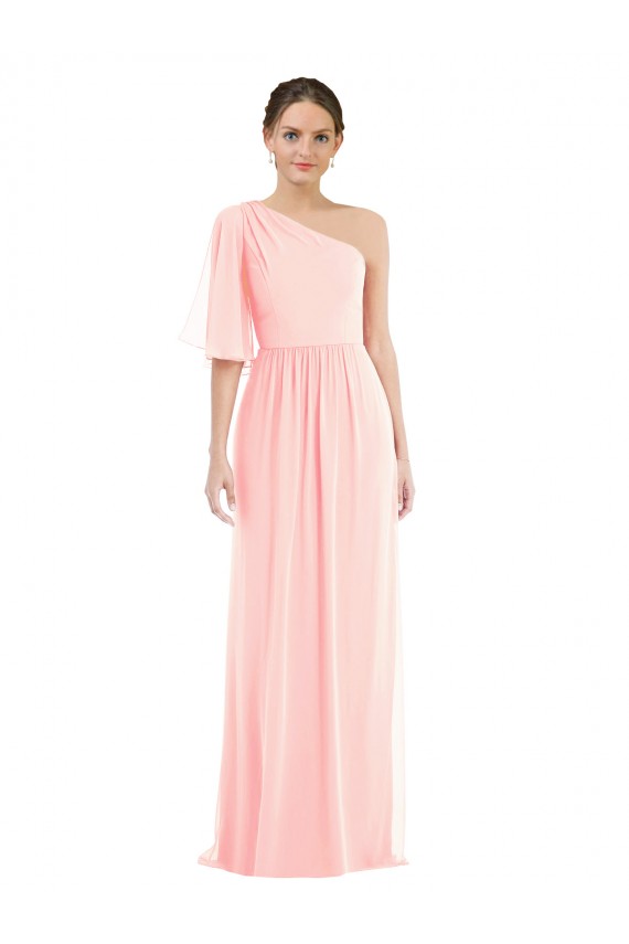 Pink A-Line One Shoulder Long Semi Formal Evening Dress / Bridesmaid Dress Bolton
